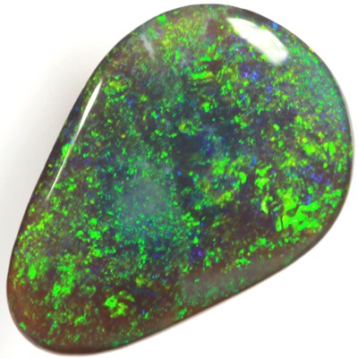 SOLID BLACK OPAL Sparkling green fire  from all angles